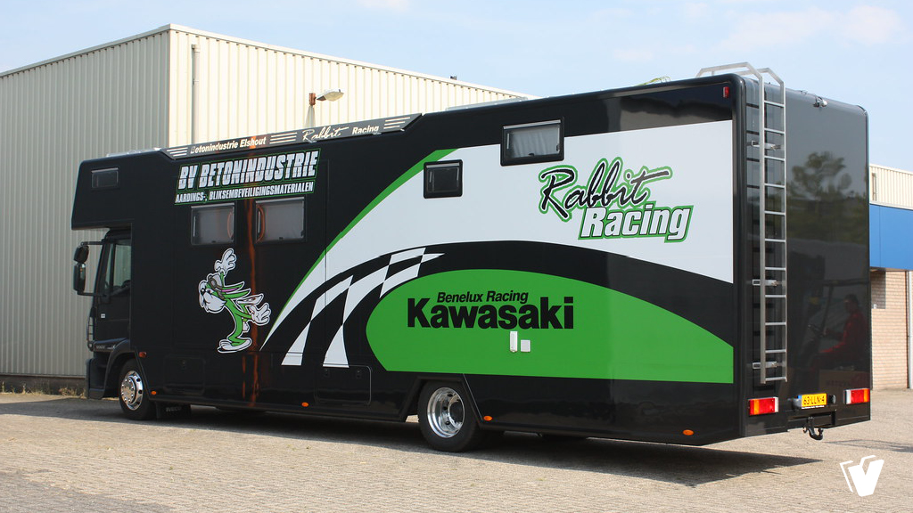 Belettering camper Rabbit Racing Kawasaki